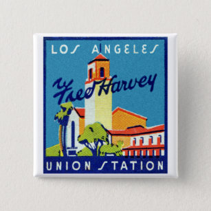 Vintage Fred Harvey Restaurant Los Angeles Pinback Button