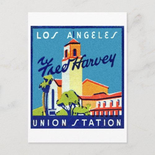 Vintage Fred Harvey Restaurant Los Angeles Postcard