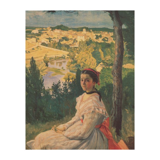 Vintage Frederic Bazille View of the Village Wood Wall Art (Front)