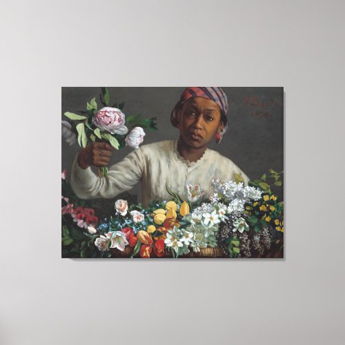 Vintage Frederic Bazille Young Woman with Peonie Canvas Print