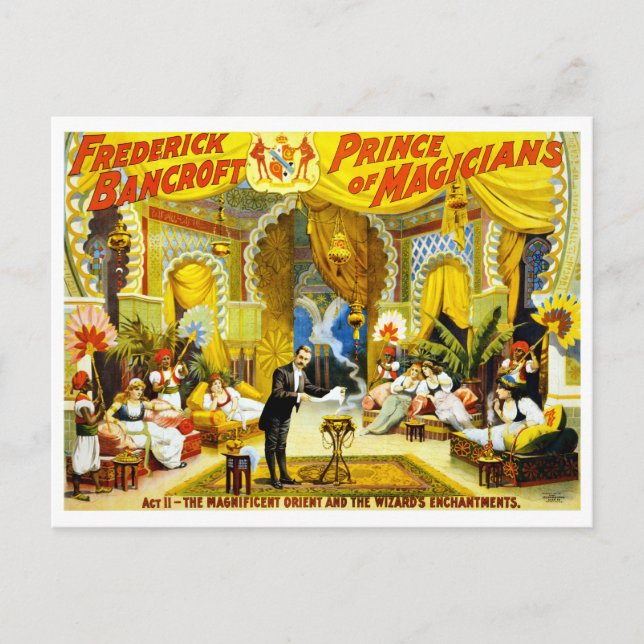 Vintage Frederick Bancroft Prince of Magicians Postcard (Front)