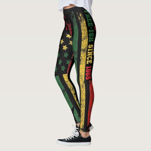 Vintage Free_ish Since 1865 Juneteenth Flag  Leggings