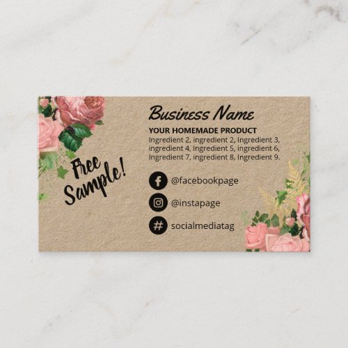 Vintage Free Sample Ingredients Thank You Business Card