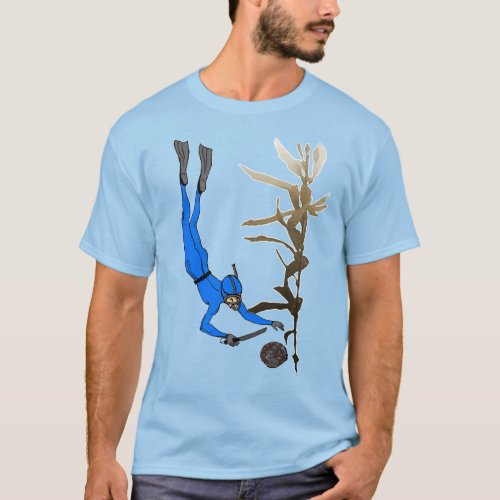 Vintage Freediving Abalone Diver with Kelp T_Shirt