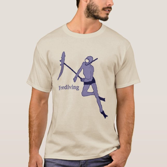 Vintage Freediving Spearfishing Diver with Spear T-Shirt (Front)