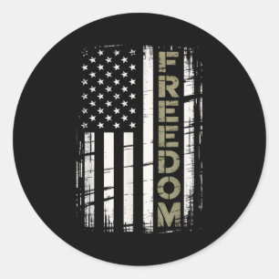 Vintage freedom american flag classic round sticker
