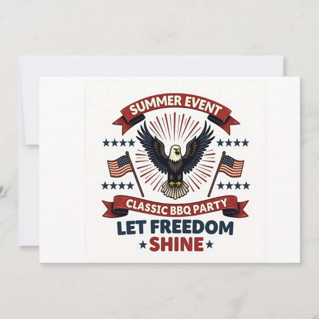 Vintage Freedom BBQ Invitation – Retro Eagle (Front)