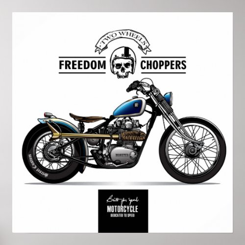 Vintage Freedom Chopper Motorcycle Poster