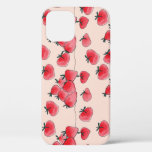 Vintage Freehand Strawberry Watercolor Pattern iPhone 12 Case