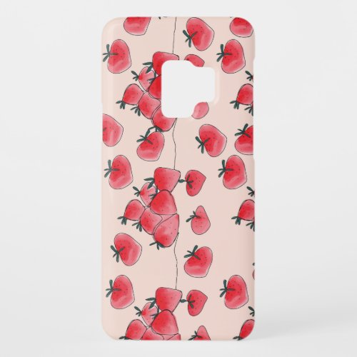 Vintage Freehand Strawberry Watercolor Pattern Case_Mate Samsung Galaxy S9 Case
