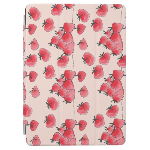 Vintage Freehand Strawberry Watercolor Pattern iPad Air Cover