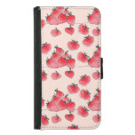 Vintage Freehand Strawberry Watercolor Pattern Samsung Galaxy S5 Wallet Case