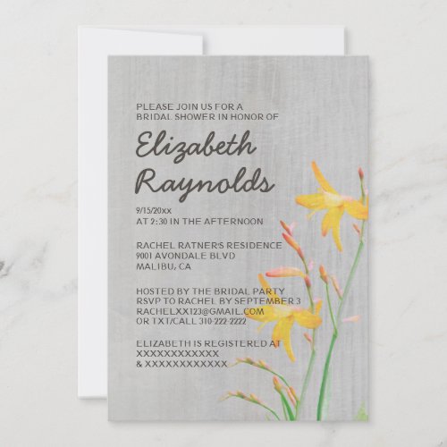 Vintage Freesia Bridal Shower Invitations