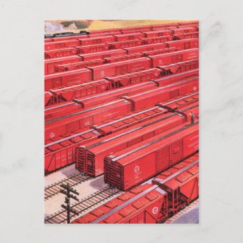 Vintage Freight Trains Yard Postcard by seemonkee at Zazzle