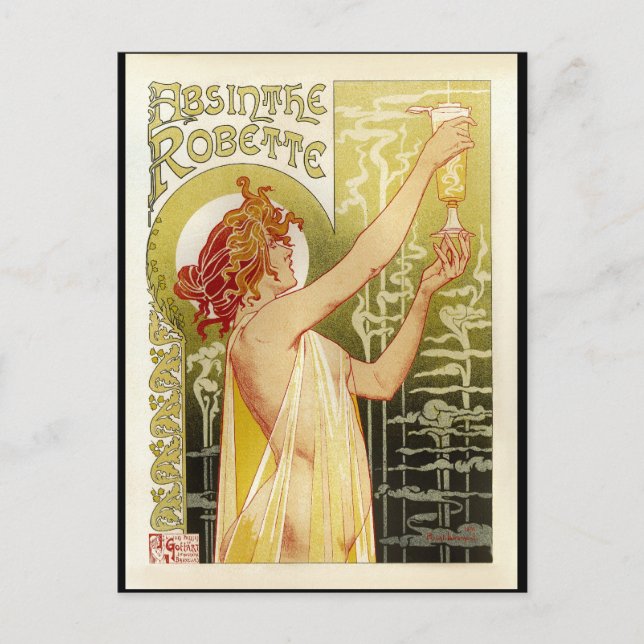 Vintage French Absinthe Advertisement Postcard (Front)