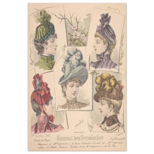 Vintage French Ad Victorian Hats Paris Fashion Tissue Paper