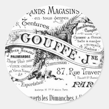 Vintage French Advertising Typography Classic Round Sticker by VintageImagesOnline at Zazzle