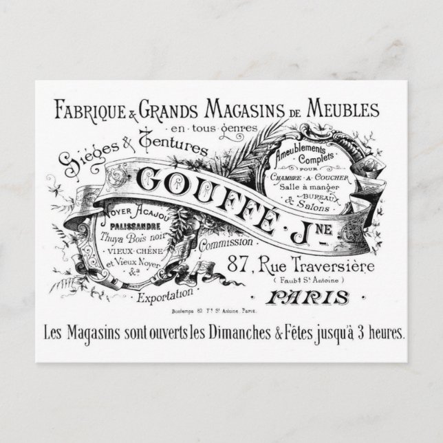 vintage french advertising typography postcard (Front)