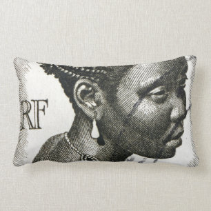 Vintage French African woman stamp Lumbar Pillow