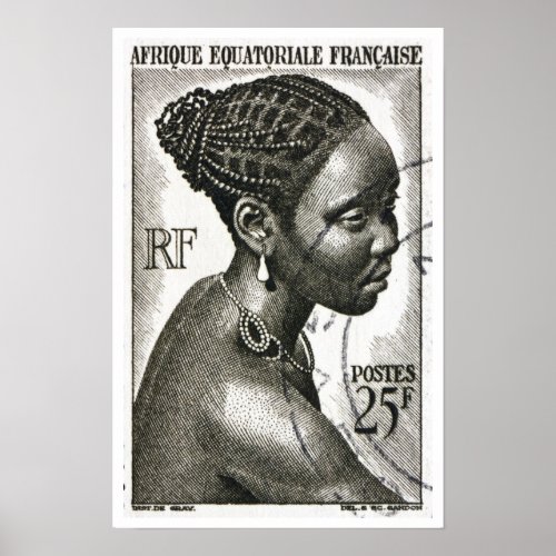 Vintage French African Woman Travel Poster