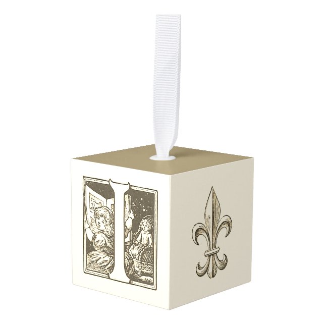 Vintage French Alphabet Block Ornament Set "I" (Front Angled)