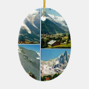 Vintage French Alps, Chamonix Mt Blanc Ceramic Ornament