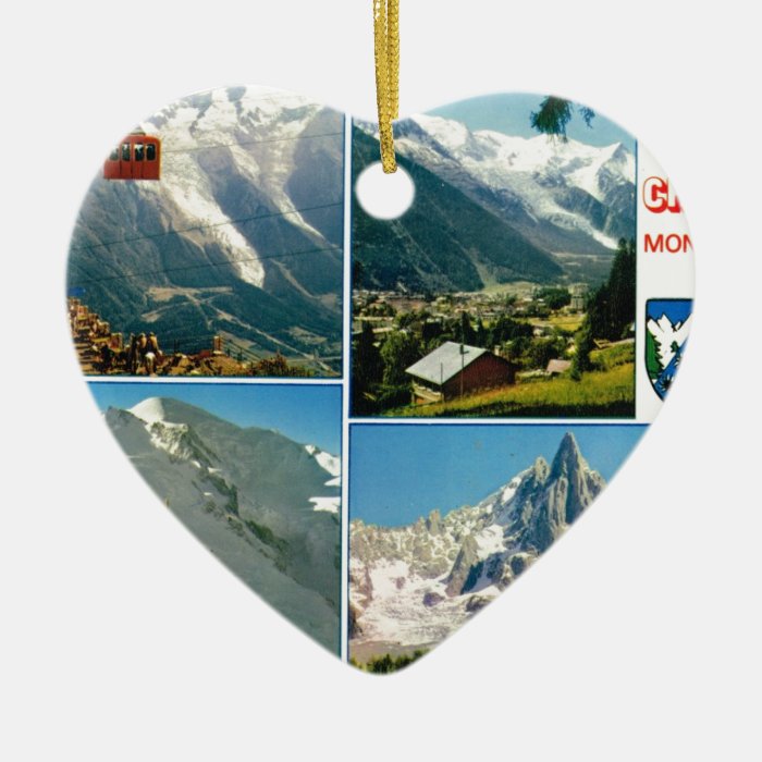 Vintage French Alps, Chamonix Mt Blanc Christmas Tree Ornaments