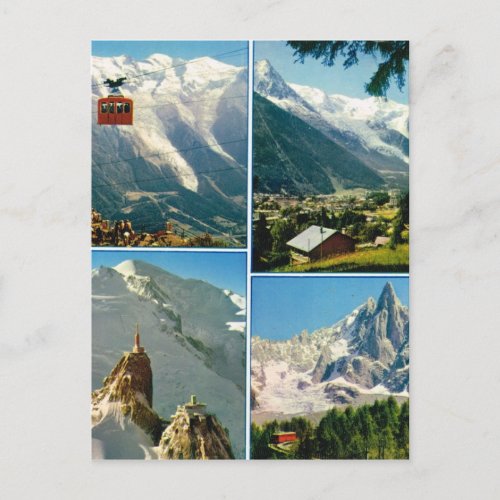 Vintage French Alps Chamonix Mt Blanc Postcard