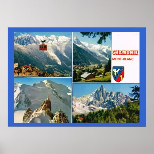 Vintage French Alps Chamonix Mt Blanc Poster