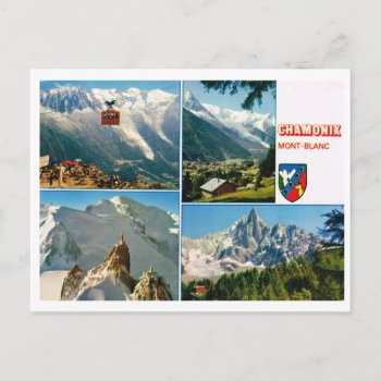 Vintage French Alps  Chamonix Multiview Postcard by Franceimages at Zazzle
