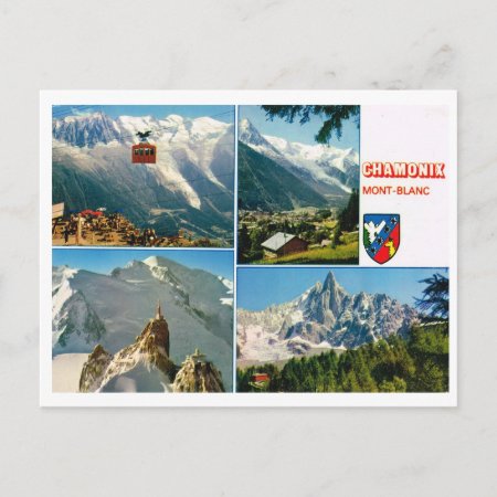 Vintage French Alps, Chamonix Multiview Postcard