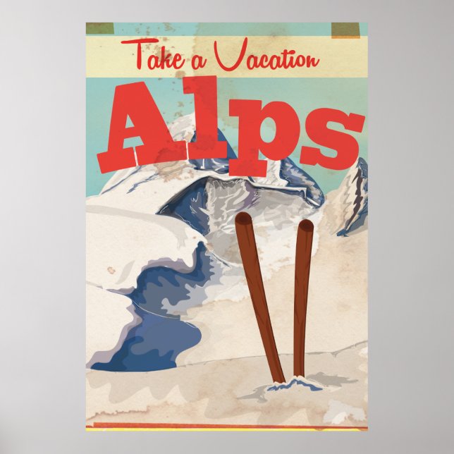 Vintage French Alps Travel Poster (Front)