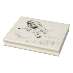 Vintage French Angel Woman French Script Rubber Stamp
