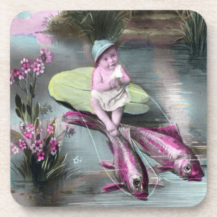 Vintage French April Fool Pistcard Beverage Coaster