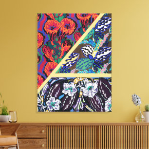 Vintage French Art Deco Geometric Floral Patterns Canvas Print