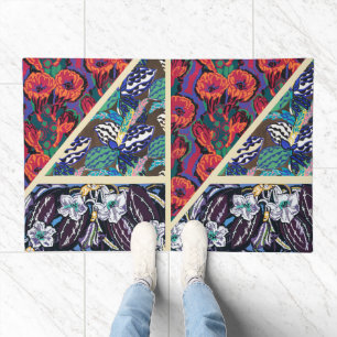 Vintage French Art Deco Geometric Floral Patterns Doormat