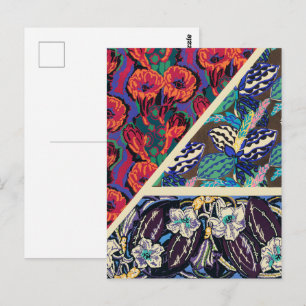 Vintage French Art Deco Geometric Floral Patterns Postcard