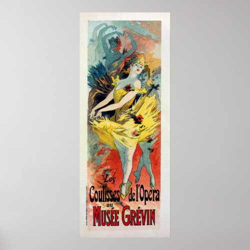 vintage French art nouveau ballet vertical banner Poster