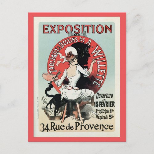 Vintage French art nouveau exposition ad Postcard