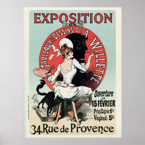 Vintage French art nouveau exposition ad Poster