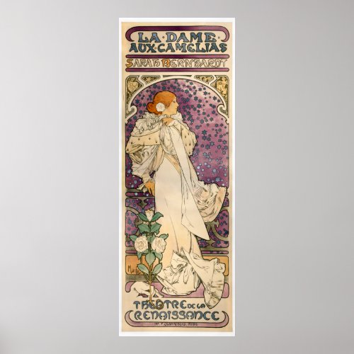 Vintage French Art Nouveau Lady of the Camelias Poster