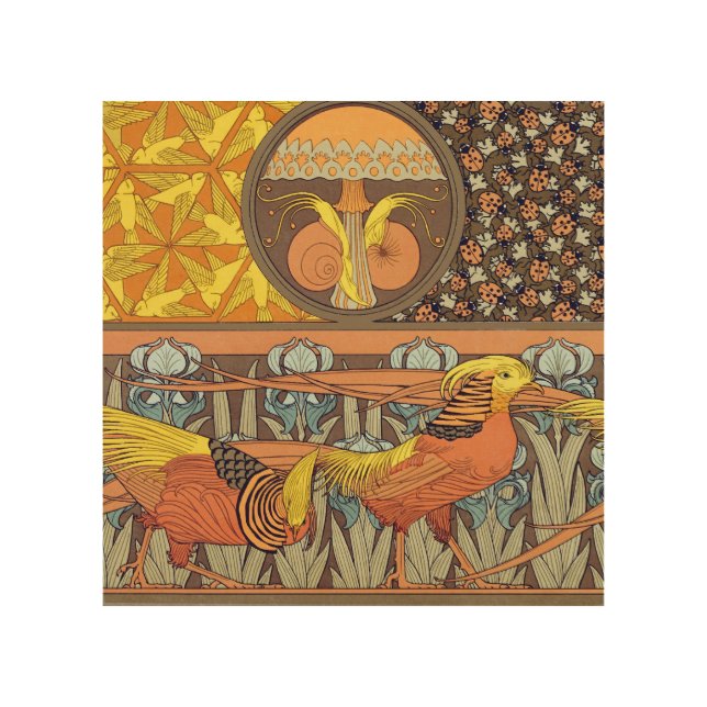 Vintage French Art Nouveau Nature Bird Pattern (Front)