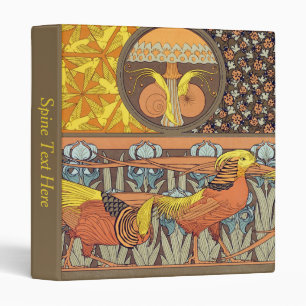 Vintage French Art Nouveau Nature Bird Pattern 3 Ring Binder