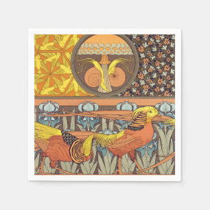Vintage French Art Nouveau Nature Bird Pattern Napkins