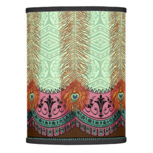 Vintage French Art Nouveau Peacock Feathers Lamp Shade
