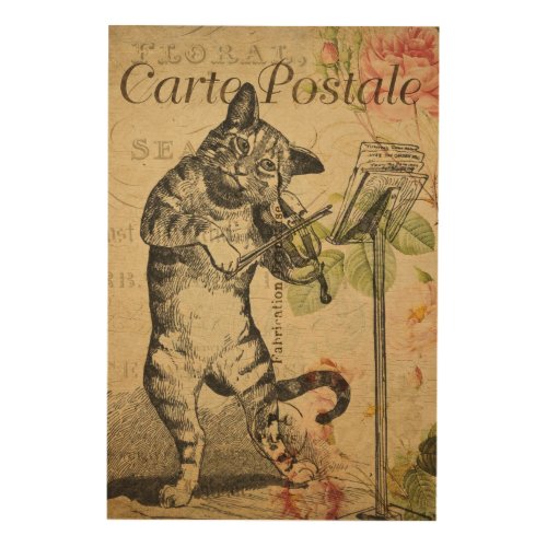 Vintage French Art Print Cat And A Fiddle