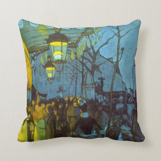 Vintage French Avenue de Clichy at Night Throw Pillow