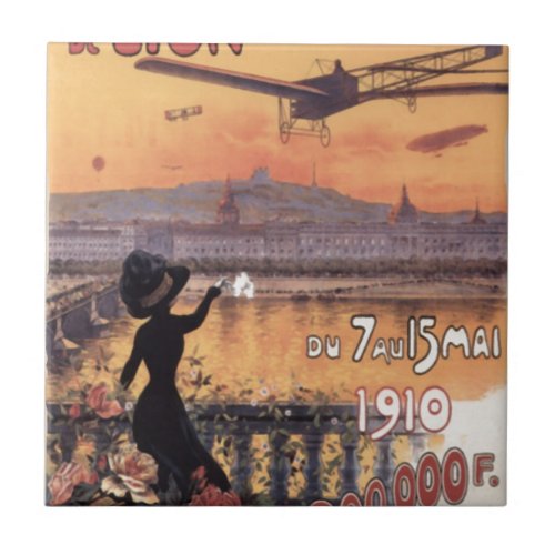 Vintage French Aviation Ceramic Tile