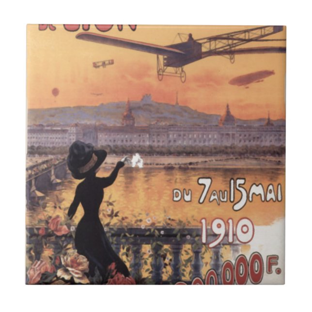 Vintage French Aviation Ceramic Tile (Front)