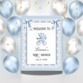 Vintage French Baby Carriage Welcome Sign